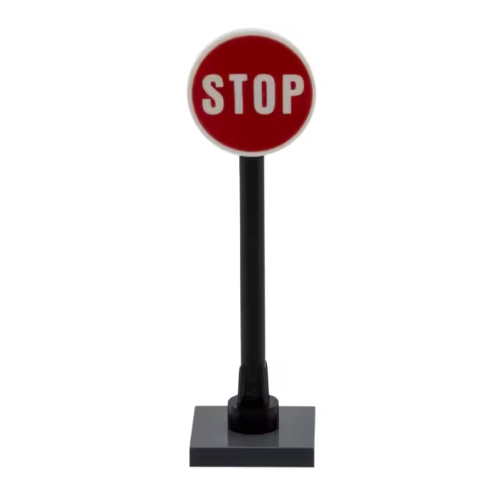 PLAYZOCO Señal trafico Stop Juguetes construcción, señal trafico Juguete, Accesorio de señalización para Juguetes de construcción, Mini señal Stop, 5 cm Altura, Compatible con Lego - 1