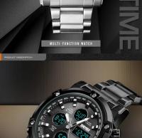 Reloj Digital Skmei 3 Tiempos Con Pantalla Retroiluminada Reloj De Pulsera Cuarzo Para Hombre Correa De Acero Inoxidable Completa Cuenta Regresiva Relogio Masculino - details 3
