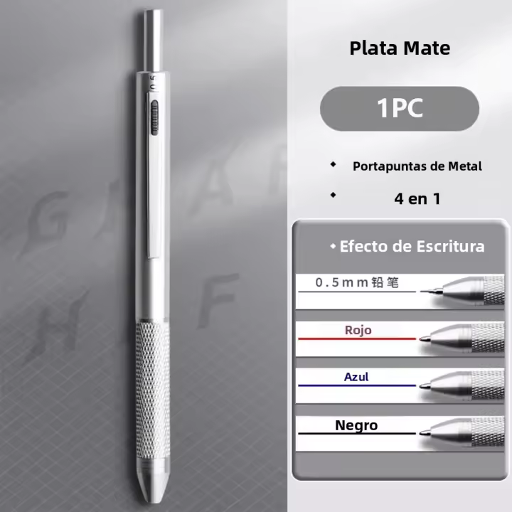 Bolígrafo Multifunción 4 En 1 De Metal Con Sensor De Gravedad Para Estudiantes 3 Colores Mezcla De Bolígrafo De Bola Y Lápiz Mecánico Estuche De Firmas - 1