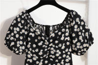 Vestido Mini De Verano Para Mujer Estampado Floral Chiffón Casual Cintura Natural Manga Larga Suelta Cierre De Cremallera - details 13