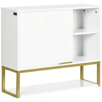 kleankin Armario de Pared para Baño Armario Colgante de Baño con Puerta Estante Ajustable y Almacenamiento Inferior para Pasillo Cocina Salón 60x20x51 cm Blanco - details 0