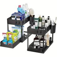 Estante de almacenamiento debajo del fregadero, estante extraíble para baño, estante de almacenamiento para cocina, estante de almacenamiento multifunción - details 2