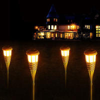 Lámpara De Jardín Solar Con Llama Automática Impermeable Para Iluminación De Camino Luz De Torcha LED De Bambú Para Exterior - details 6