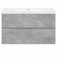 vidaXL Set muebles de baño 2 piezas madera contrachapada gris hormigón - details 2