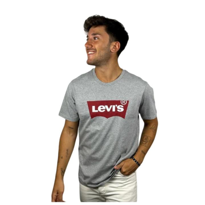 Levi's Camiseta con Logo en el pecho, Ajuste estándar, para Hombre, Gris, Negro y Azul Oscuro