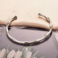 Pulsera Brazalete Mujer Cuff Bambú Chapado en Oro Acero Inoxidable Elástico Amplio Charms Retorcido Plata Pulsera Oro - details 5