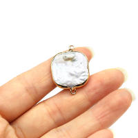Colgantes De Perla Barroca Natural Platinados En Oro Para Creación De Joyería Moda Colgante Cuadrado Doble Agujero Para Collar Y Pulsera DIY Suministro - details 0