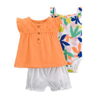 Nueva ropa de verano para niñas, pantalones cortos de manga corta, camisetas, trajes de tres piezas. - details 17