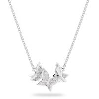 Swarosk-Colgante de Tres Mariposas de Cristal para Mujer, de Plata de Ley 925, Redondo cúbica transparente, collar, Gift de joyería - details 0