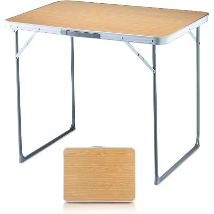 Mesa Plegable de Camping Mesa Aluminio con Asa de Transporte 80X60X70CM Mesa portátil ligera plegable con asa, marco de acero, escritorio pequeño plegable para campamento, al aire libre, lado de playa, picnic - 1