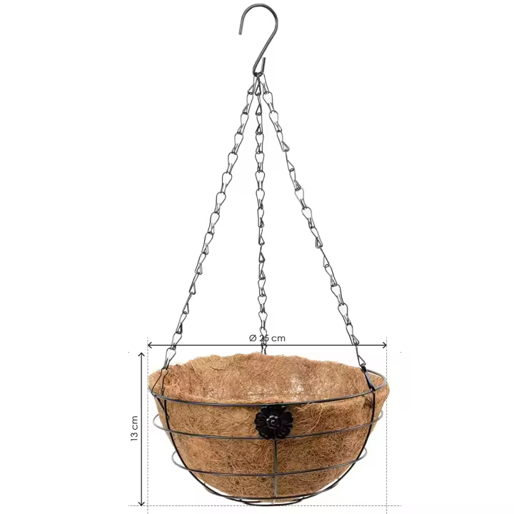 Macetero Colgante de Coco - Maceta con Cadena y Gancho - Decoración Colgante para Hogar, Terraza, Balcón, Patio, Jardín - 1