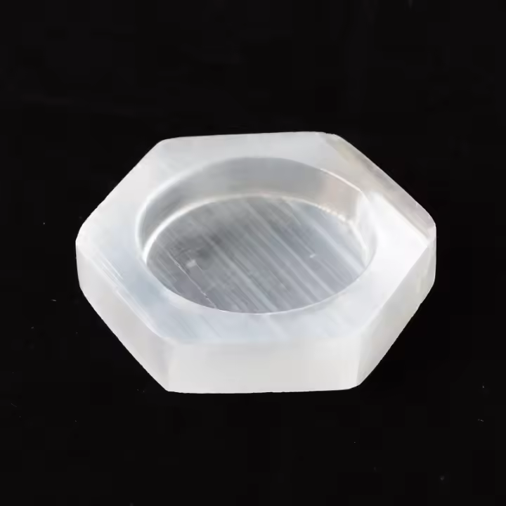 Bol De Piedra Hexagonal Natural Selenita Para Energía Curación Masaje Chakra Reiki Terapia Espiritual Adorno Mineral Blanco Tamaño 63mm Peso 45-55g - 1