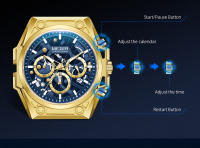 Reloj De Pulsera De Lujo Para Hombres MEGIR De Acero Inoxidable Con Calendario Y Luz Aérea Cronógrafo Resistente Al Agua Reloj De Moda Casual - details 9