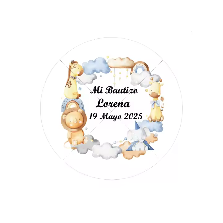 Etiquetas personalizadas para Bautizo pegatinas adhesivas personalizadas para detalles de invitados de Bautizo redondas Lote de 40 unidades niña niño - 1
