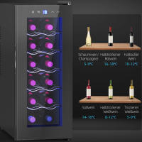 Nevera para 12 Wine Botellas 30L 8-18 °C Doble Temperatura Eléctrica para Botellas with Puerta de Cristal, Nevera para Bebidas with Luces LED, Nevera Compacta para with Pantalla Tácthil - details 0