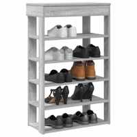 vidaXL Mueble zapatero madera contrachapada 60x30x98 cm en color Gris hormigón/Negro/Blanco y más | almacenamiento funcional diseño moderno para baño dormitorio sala - details 3