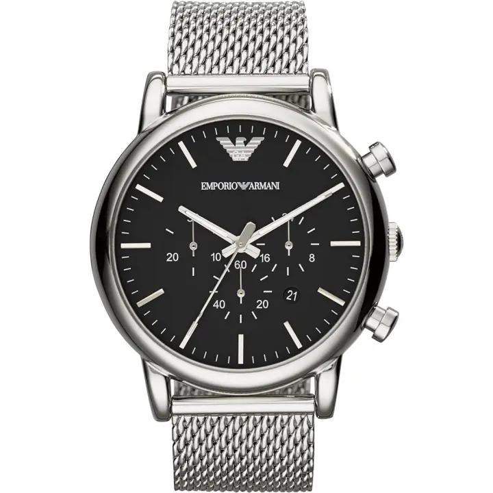 Emporio Armani Reloj hombre AR1808, con calendario, Incluye Caja Original, Diámetro: 46 MM - 1