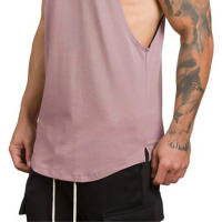 Camiseta De Algodón Transpirable Para Hombres Verano Sin Mangas Deporte Fitness Gimnasio Running Tops De Hombros Vazios - details 12