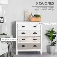 HOMCOM Cómoda con 5 Cajones Cómoda para Dormitorio Moderno con Diseño Anti-vuelco Cajonera para Salón Pasillo 70x38x85 cm Blanco - details 3