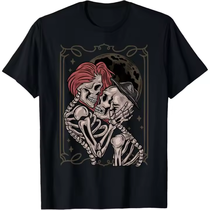Camiseta de Manga Corta, 100% Algodón, Ropa Unisex para Hombres y Mujeres en 5 Tallas, Camiseta Negra, Cuello redondo con estampado. - 1