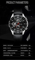 Reloj De Pulsera De Cuero Negro 46mm Estilo Militar Grande Movimiento De Cuarzo Con Calendario Decorativo Resistentes Al Choque Y Agua Para Hombre - details 3