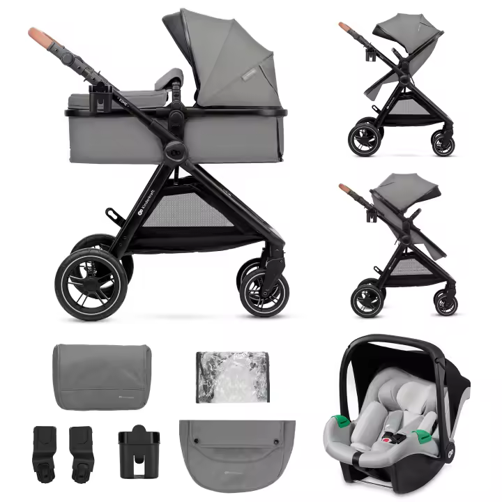 Kinderkraft ESME Silla de Coche 3 en 1 Set, con Portabebés Mink PRO I-Size, Sistema de Viaje, Cochecito para Bebé, Cochecito, Plegable, para Recién Nacido hasta 4 Años - 1