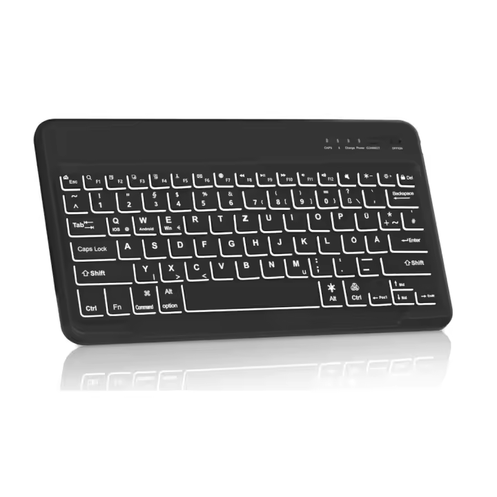 Teclado retroiluminado con Bluetooth negro ligero y delgado para iOS, iPad, iPad Pro, iPad Air, Mac, Android Tablet Samsung Galaxy, Xiaomi Pad 5, Huawei, Lenovo, Negro - 1