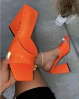 Sandalias De Mujer De Verano Con Bajo Alto Y Cierre Pull on Material De Cuero PU Suela De Goma Estilo Conciso Color Candy - details 7