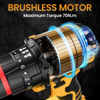 Taladro inalámbrico de alta potencia, taladro de impacto de 21 V, velocidad de 2000 rpm, 2 velocidades variables, con luz, ajuste de torque 25+3, función 3 en 1, perfecto para atornillar/taladrar/perforar. - details 1