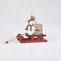 Modelo Pequeño De Adorno Navideño DIY De Madera Colores Sledo Decoración Con Ciervo Anciano Tirando De Un Carro Regalos Pequeños - details 6