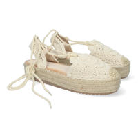 Davinia Shoes Alpargatas de Encaje con Cordones Ajustables para Mujer, Elegantes y Comodas, Diseño con Estilo Veraniego, Punta Cerrada. Shoes&Blues.es 3T2-Beige - details 0