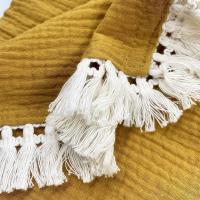 Manta de gasa de algodón de doble capa para bebé INS, manta de muselina de algodón puro, crepé, chal a prueba de viento, borla de encaje, manta para niños - details 8