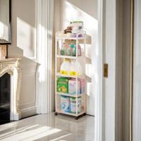 Carrito De Frutas Y Verduras Móvil Para Cocina Y Sala De Estar Estante De Almacenamiento Multifuncional Para Piso a Piso En Plástico Estilo Moderno - details 0