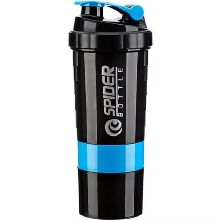 Vase mezclador de proteínas, Vase Mezclador de 3 Capas, Botella Deportiva antideslizante with bandeja para pastillas, Vase mezclador a prueba de fugas - 1