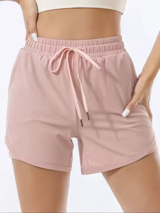 Shorts Deportivos De Dos Capas Para Mujer Secado Rápido Anti-luz Corte Suelto Para Running Fitness Workout Exterior - 1