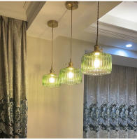 Lámpara Colgante De Vidrio Verde Vintage Con Interruptor Para Dormitorio Y Sala De Estar Iluminación Interior LED Nordic Copper Loft - details 0