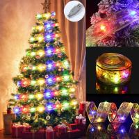 Luces De Navidad LED En Cadena Decoración De Árbol De Navidad Y Casa Tiras De Lantejuelas De Encaje Brillante Para Año Nuevo 2024 - details 9