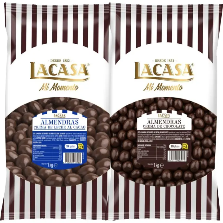 Lacasa Mi momento Pack 2 kg: deliciosas bolas de  Almendra con chocolate Negro y Almendra con chocolate con Leche - 1
