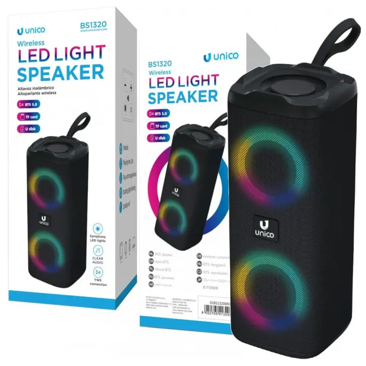 Unico Altavoz Bluetooth Altavoz portátil inalámbrico con luz LED - 1