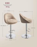 Taburete de Bar, Juego de 2, Regulable en Altura, Giratorio 360°, Silla de Cocina con Respaldo, Base de Acero, Reposapiés, para Mostrador y Comedor - details 20