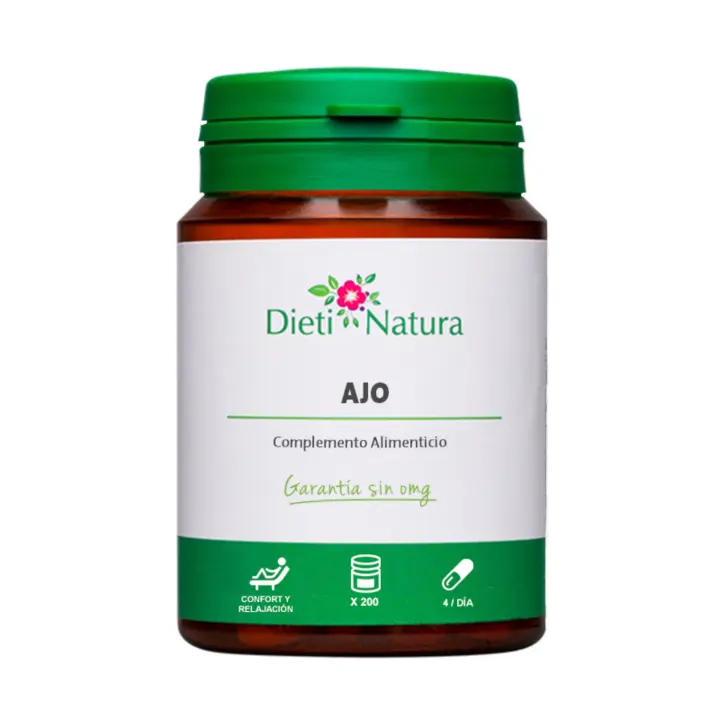Dieti Natura Cápsulas de Ajo - Regula el Metabolismo - Equilibrio Lipídico - Colesterol 200 cápsulas - 1