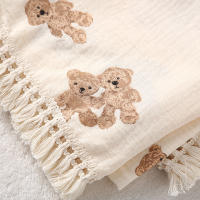 Mullidor De Oso Lindo Para Bebés En Algodón Muselina Tapete De Seda Para Recién Nacidos Estilo Rejilla Suave Y Transpirable Para Todo El Año Accesorios De Cama Para Bebés - details 3