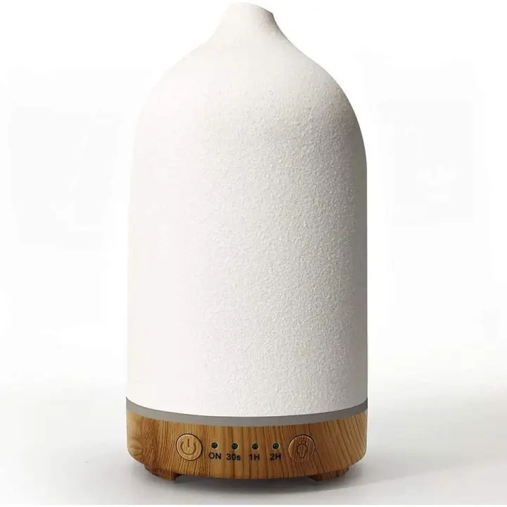 100ml de grano de madera de cerámica de boquilla corta humidificador colorido blanco y negro de cerámica máquina de aromaterapia ultrasónico difusor de aceite esencial - 1