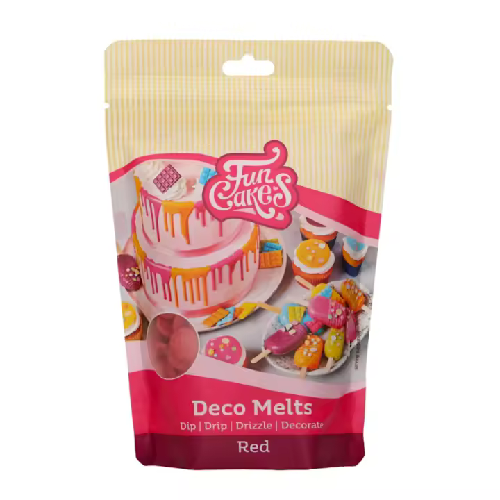 DECO MELTS FUNCAKES ROJOS 250 G - Efectos de Gotas - Chocolate Blanco - Microondas - 1