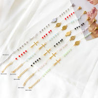 LUXUKISSKIDS Pulsera De Cristianismo Multicolor Con Deseos De Enamel Y Cruz En Acero Inoxidable Cadena De Enlace Joyería De Oración Para Niños Y Niñas - details 2