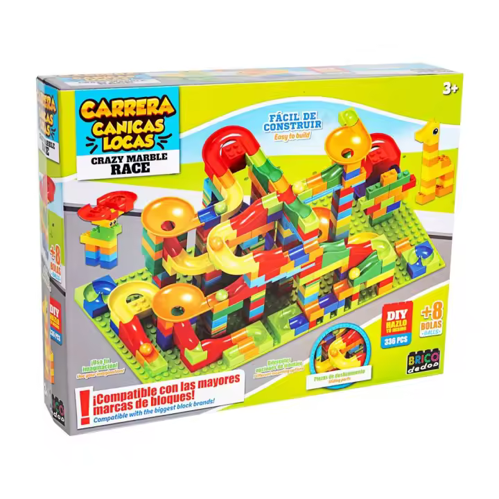 Bloques de Construccion Carrera de Canicas Locas 336 Piezas Juguetes BRICODEDOS - 1