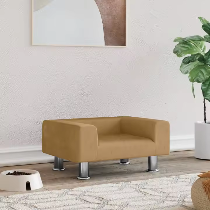 vidaXL Cama para perros de terciopelo 50x40x26,5 cm sofá para perros Color Azul,  Crema,  Gris claro y mas - 1