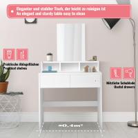 Tocador blanco elegante y compacto con espejo, taburete, y amplio almacenamiento, 2 cajones, diseño estable que ahorra espacio, Miadomodo - details 4