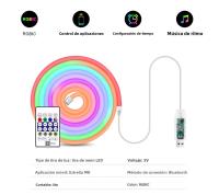 Fresno LED RGBIC WS2812 Con Control Bluetooth IP67 Impermeable Para Decoración De Fiesta 5V Strip Luz Neón Smart Incluye Control Remoto - details 7
