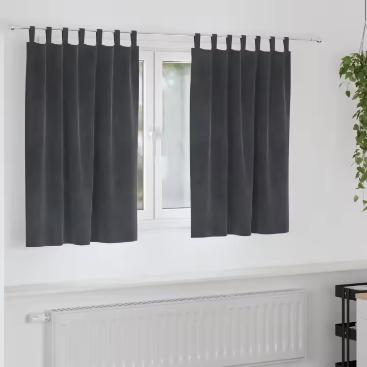 Cortinas Blackout vidaXL con lazos colgantes 2 pcs de terciopelo gris claro - 1